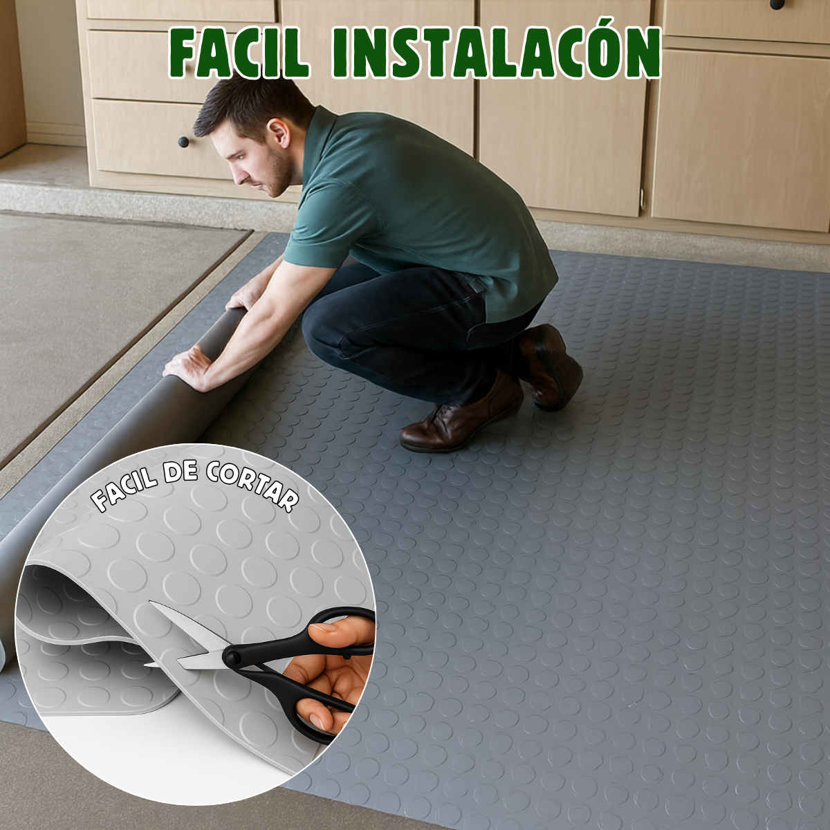 Rollo De Piso Tachón Gris Antideslizante 2.10 M X 20 M