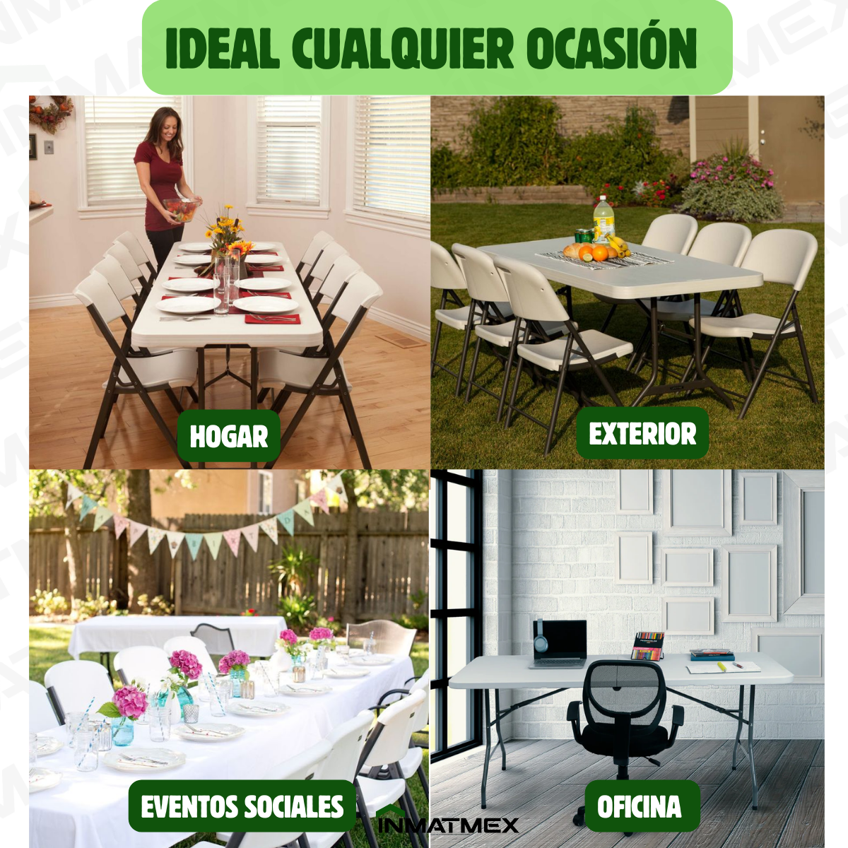 Mesa Plegable Blanca Tipo Portafolio