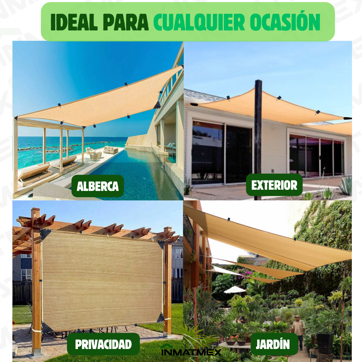 Malla Sombra Reforzada 6 x 8 M Beige 90% Sombra