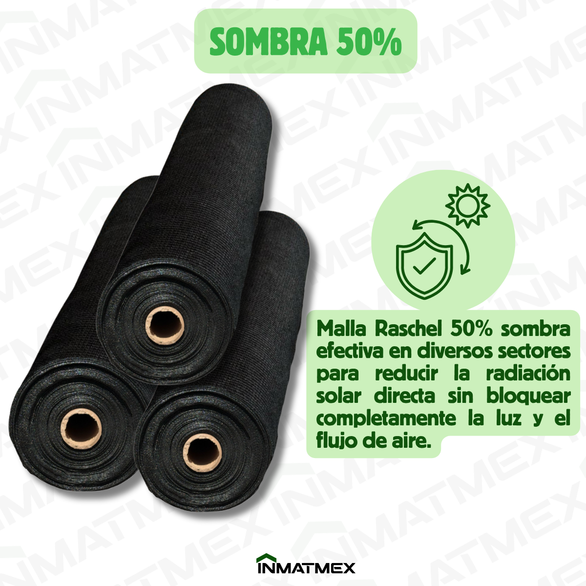 Rollo Malla Sombra Raschel 50% Sombra 4 M X 100 M NEGRO