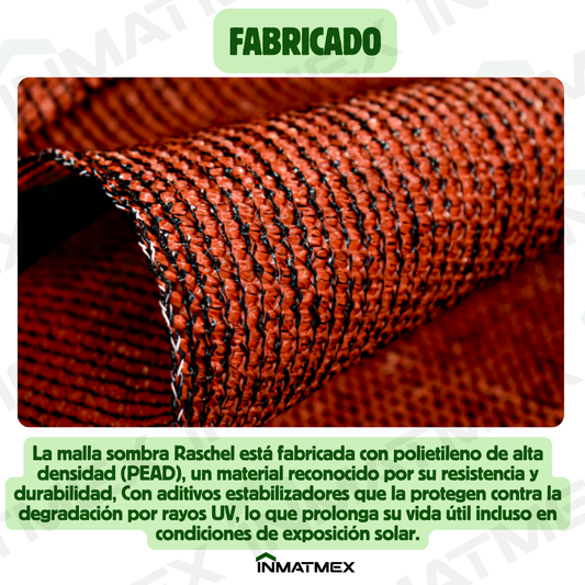 Rollo Malla Sombra Raschel 90% Sombra 5 M X 100 M VINO