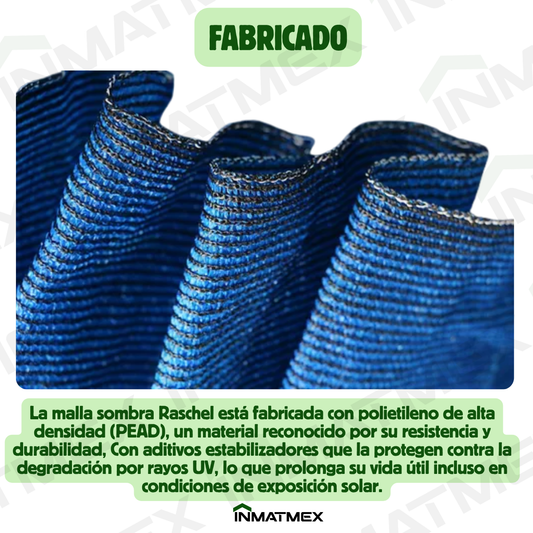 Rollo Malla Sombra Raschel 90% Sombra 5 M X 100 M AZUL