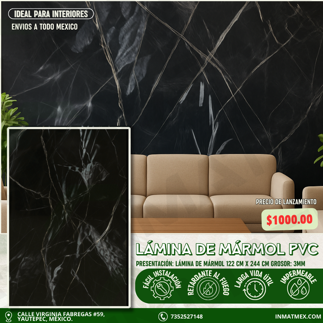 Lamina tipo Mármol GRIS 122 CM X 244 CM