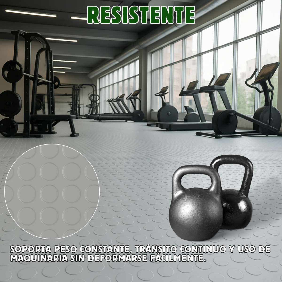 Rollo De Piso Tachón Gris Antideslizante 2.10 M X 20 M