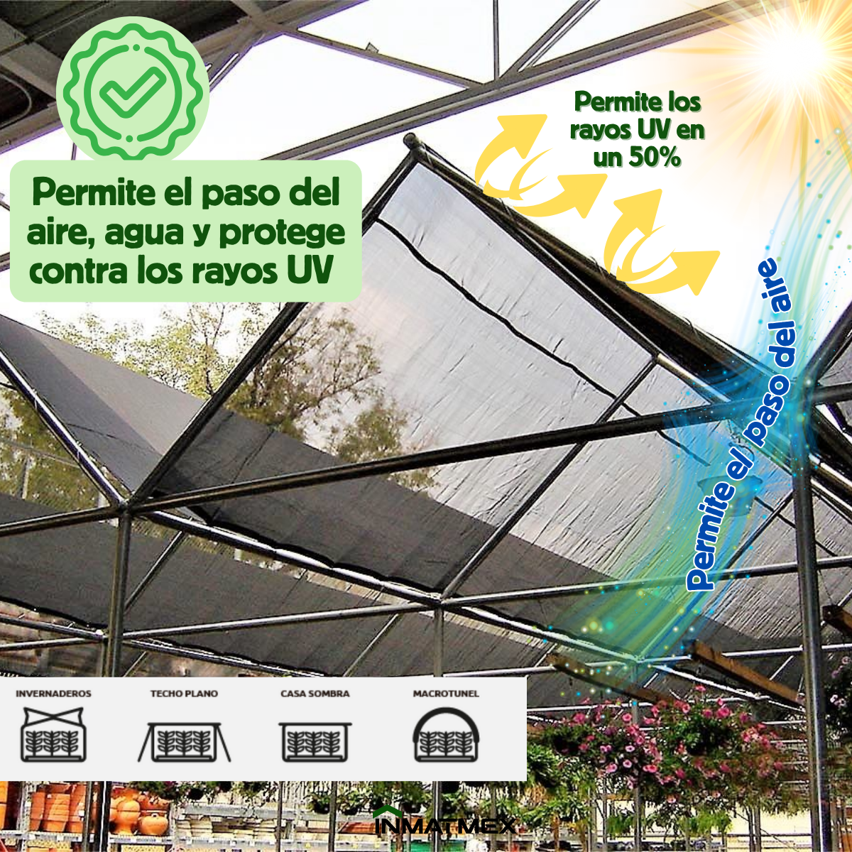 Rollo Malla Sombra Raschel 50% Sombra 4 M X 100 M NEGRO
