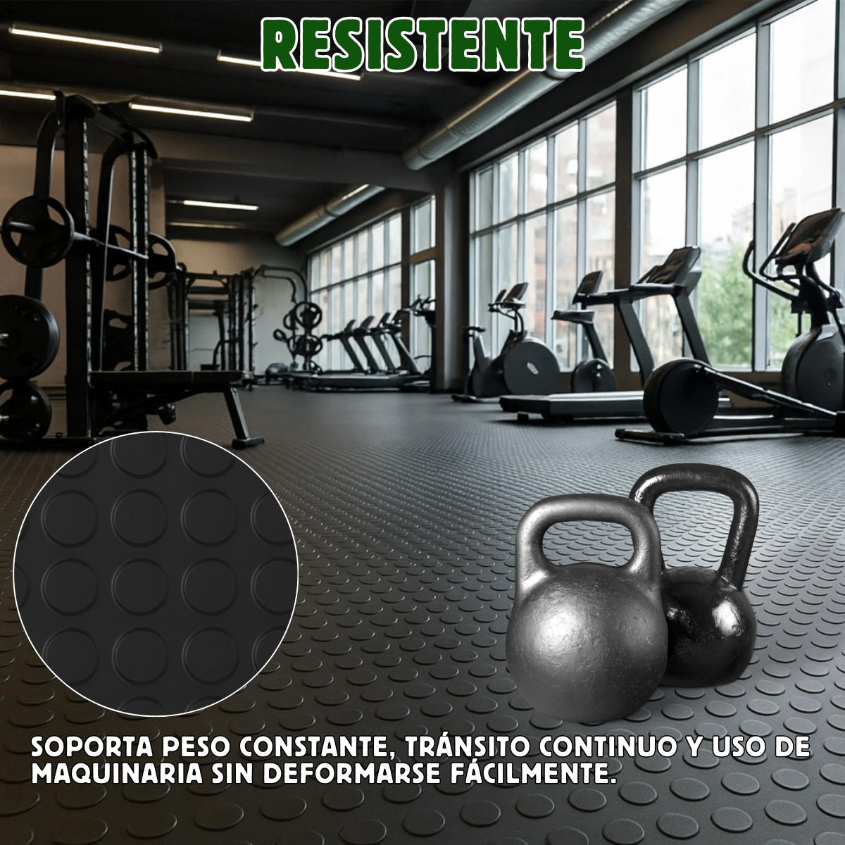 Rollo De Piso Tachón Negro Antideslizante 2.10 M X 20 M