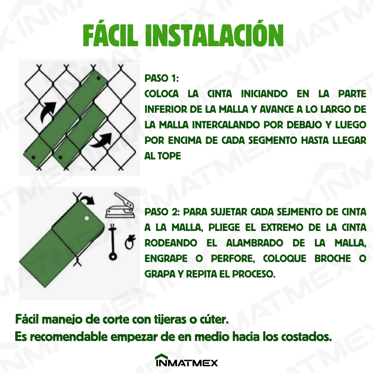 Cinta Verde Rompevientos Para Malla Ciclonica 6.9 CM