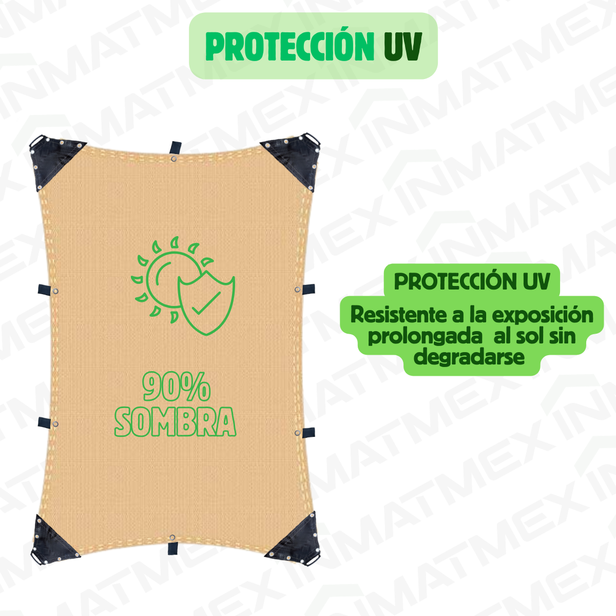 Malla Sombra Reforzada 6 x 8 M Beige 90% Sombra