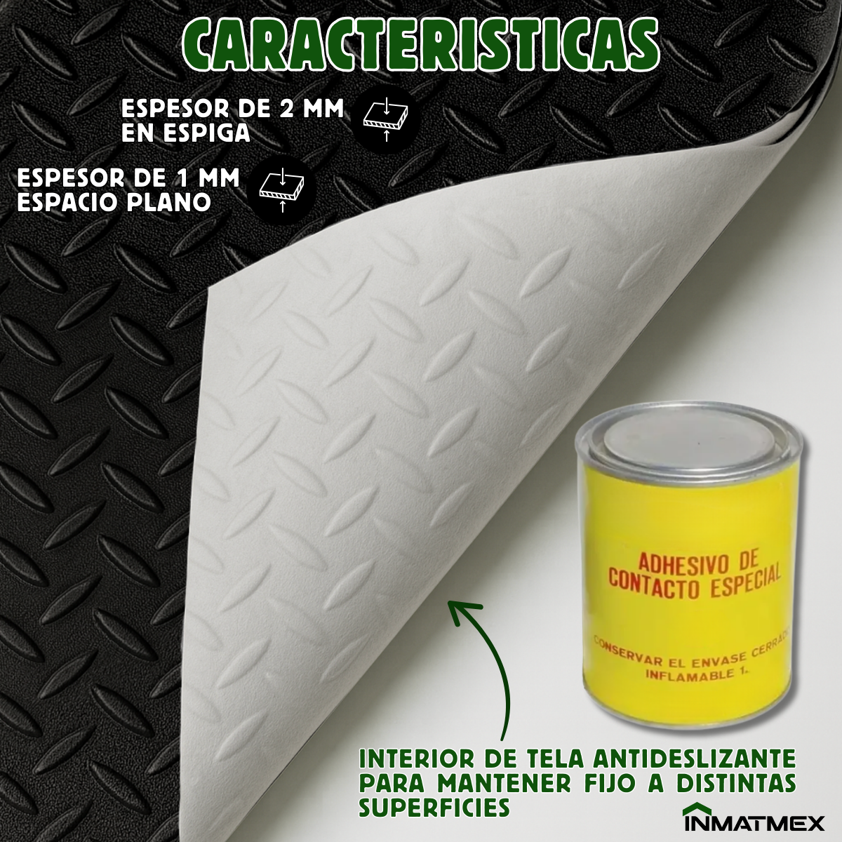 Rollo De Piso Espiga Negro Antideslizante 2.10 M X 20 M