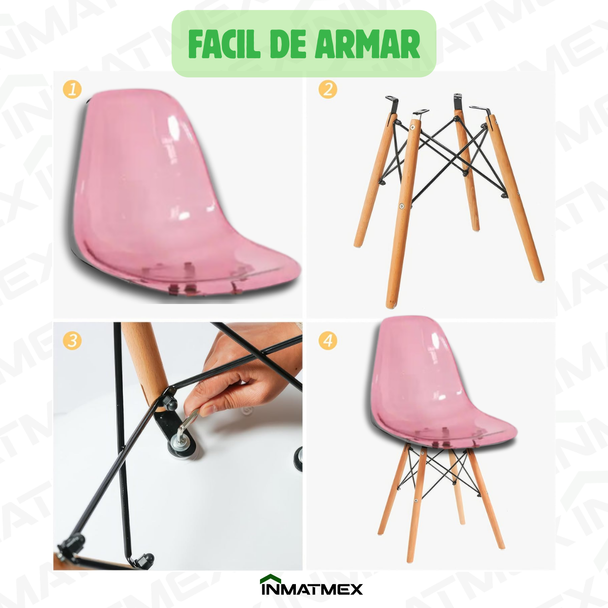 Silla Eames Cristal Rosa