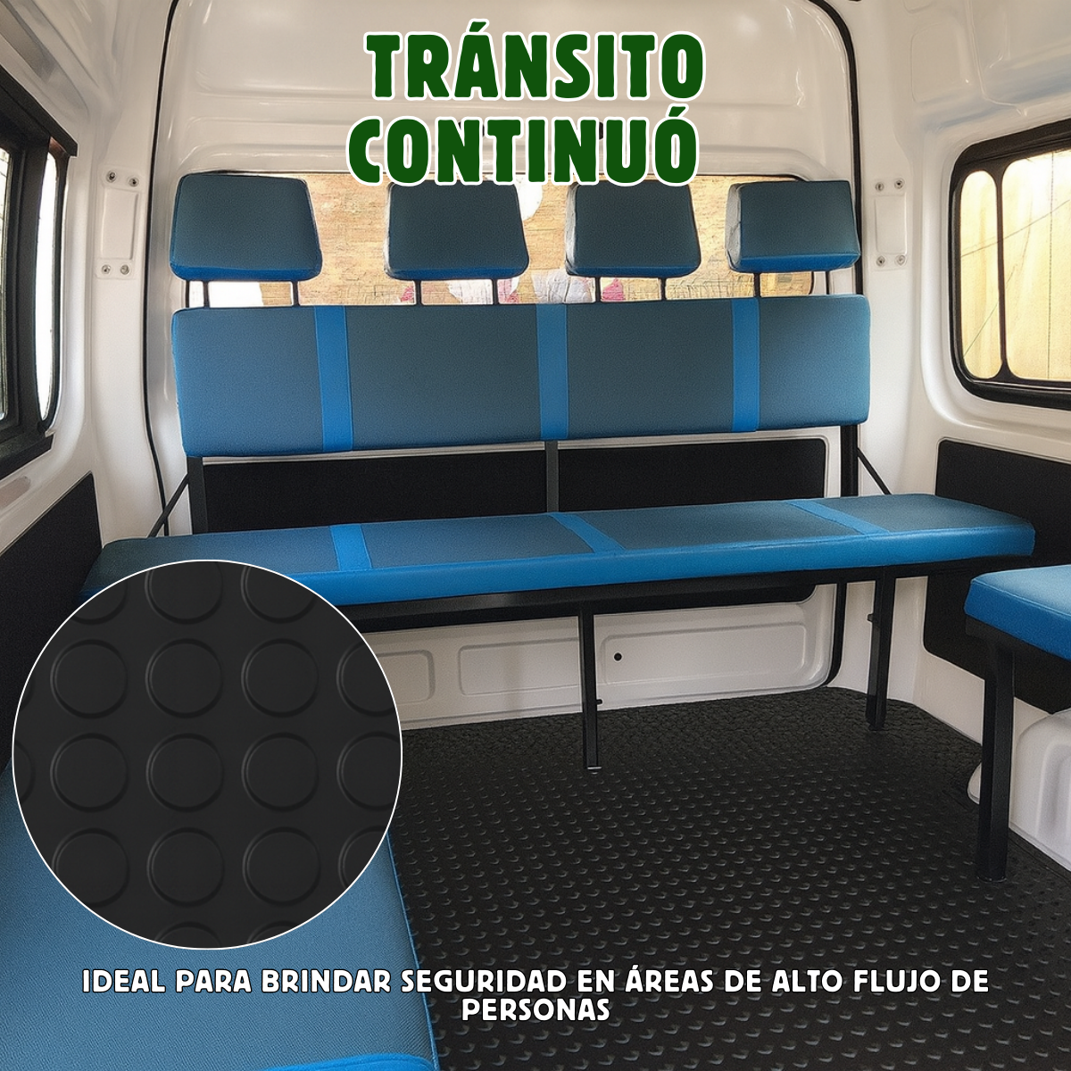 Rollo De Piso Tachón Negro Antideslizante 2.10 M X 20 M