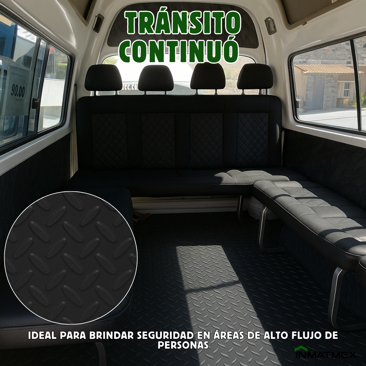 Rollo De Piso Espiga Negro Antideslizante 2.10 M X 20 M