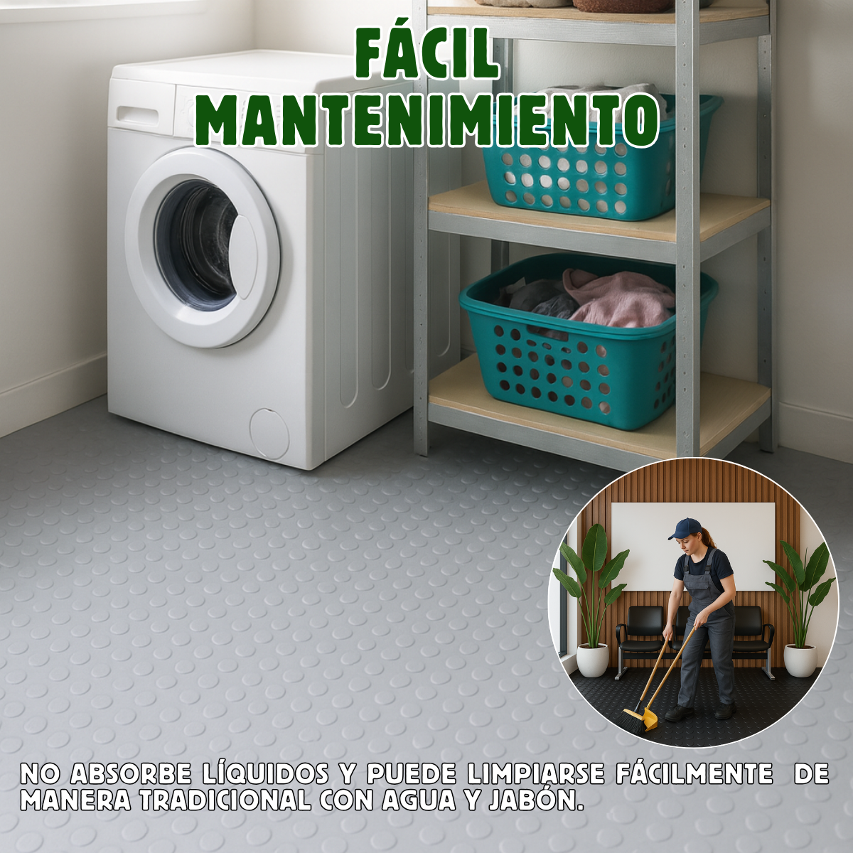 Rollo De Piso Tachón Gris Antideslizante 2.10 M X 20 M