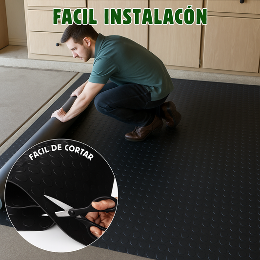 Rollo De Piso Tachón Negro Antideslizante 2.10 M X 20 M