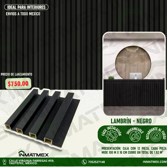 Lambrin WPC Para Interior - NEGRO 100 CM