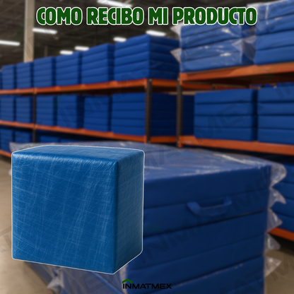 Colchoneta Azul Individual Triple de 10 CM Tipo Maletín.