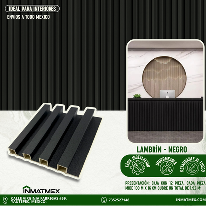 Lambrin WPC Para Interior - NEGRO 100 CM