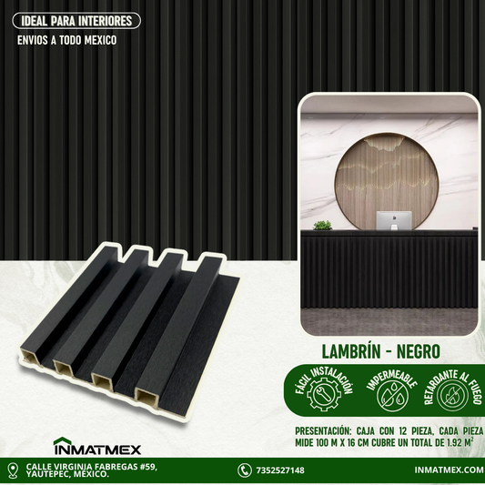 Lambrin WPC Para Interior - NEGRO 100 CM