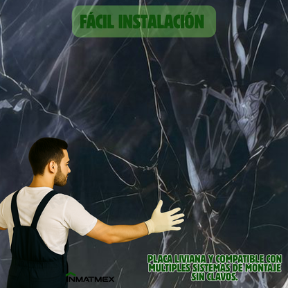 Lamina tipo Mármol Negra 122 CM X 244 CM