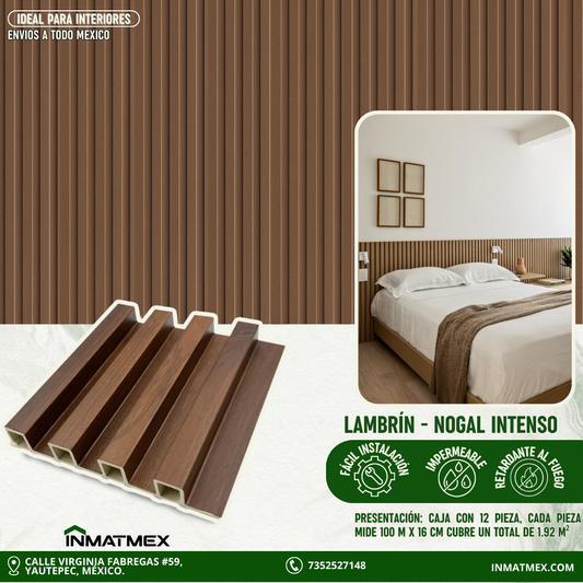 Lambrin WPC Para Interior - Nogal Intenso 100 CM