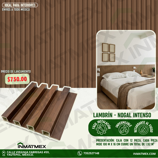 Lambrin WPC Para Interior - Nogal Intenso 100 CM
