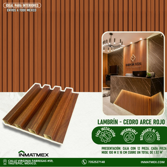 Lambrin WPC Para Interior - CEDRO ROJO 100 CM