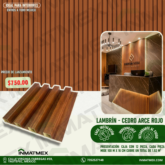 Lambrin WPC Para Interior - CEDRO ROJO 100 CM