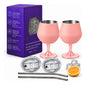 Copa Con Luz Led Base Removible Acero Inoxidable 14oz Set de 2pz