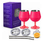 Copa Con Luz Led Base Removible Acero Inoxidable 14oz Set de 2pz