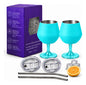 Copa Con Luz Led Base Removible Acero Inoxidable 14oz Set de 2pz