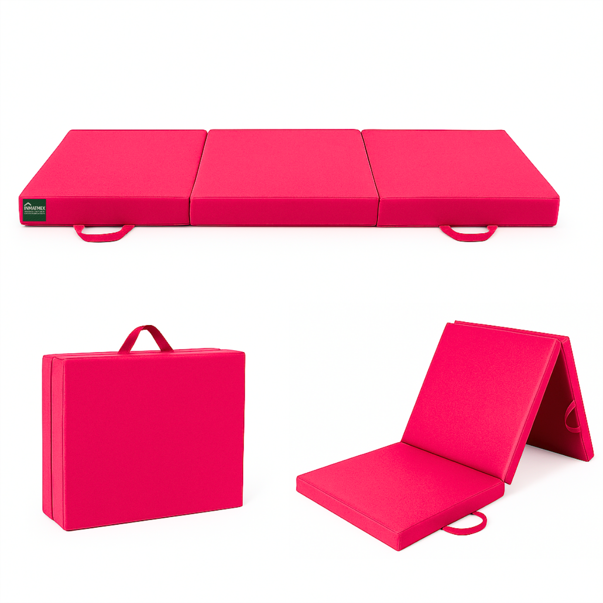 Colchoneta Rosa Individual Triple de 10 CM Tipo Maletín.