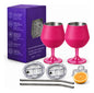 Copa Con Luz Led Base Removible Acero Inoxidable 14oz Set de 2pz