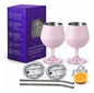 Copa Con Luz Led Base Removible Acero Inoxidable 14oz Set de 2pz