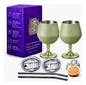 Copa Con Luz Led Base Removible Acero Inoxidable 14oz Set de 2pz