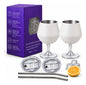 Copa Con Luz Led Base Removible Acero Inoxidable 14oz Set de 2pz