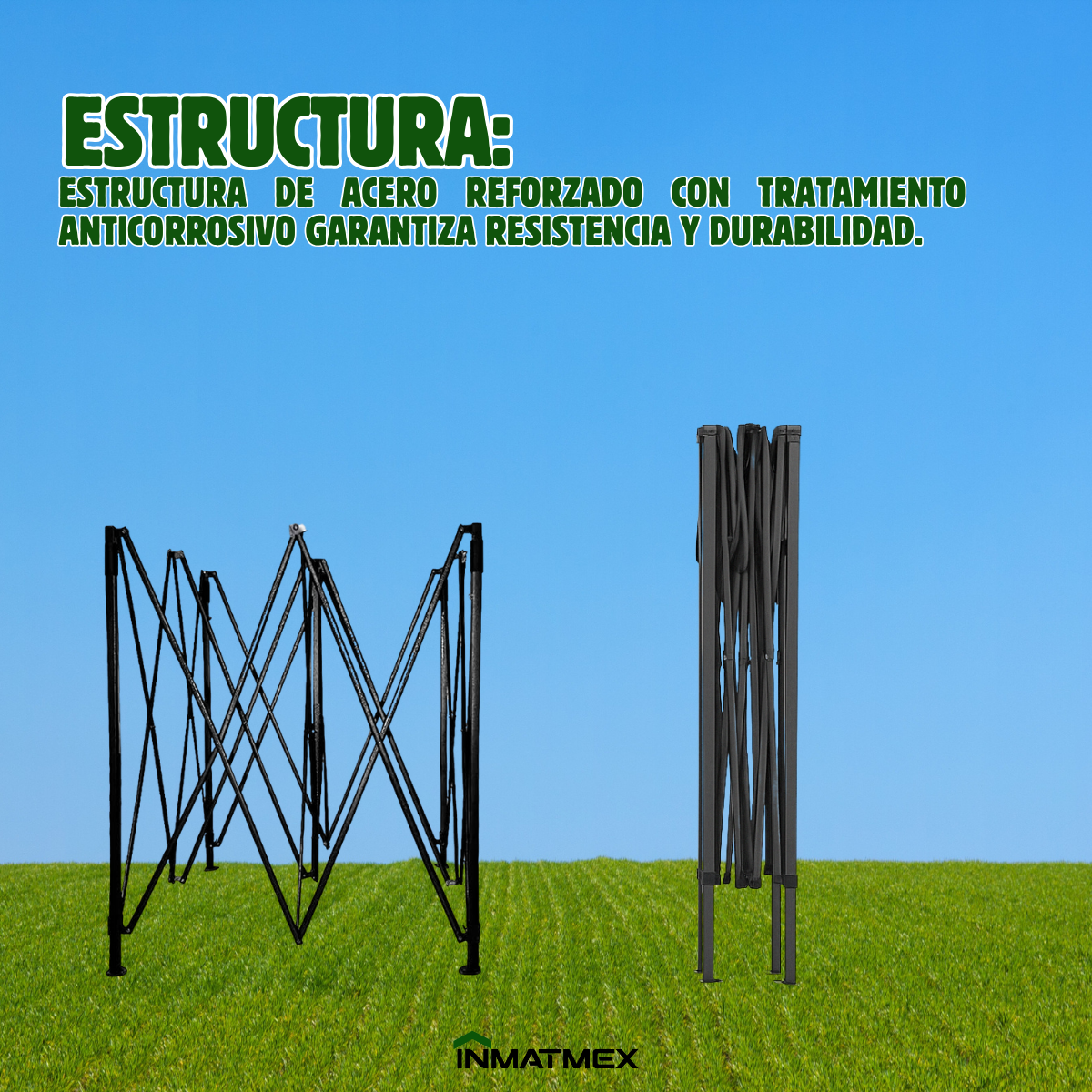 Carpa 3X3 M Verde Con Paredes demontables