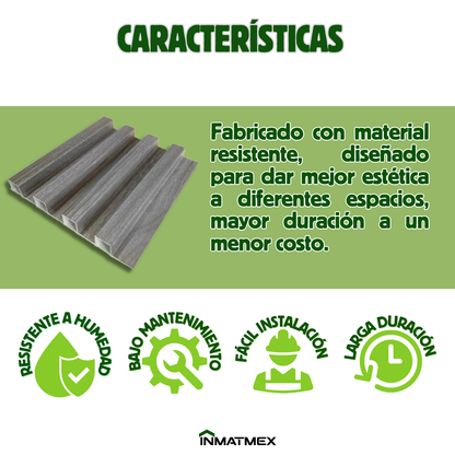 Lambrin WPC Para Interior - GRIS 100 CM