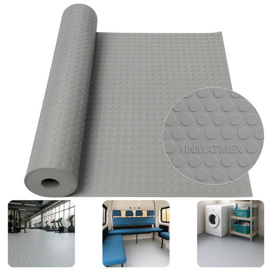 Rollo De Piso Tachón Gris Antideslizante 2.10 M X 20 M