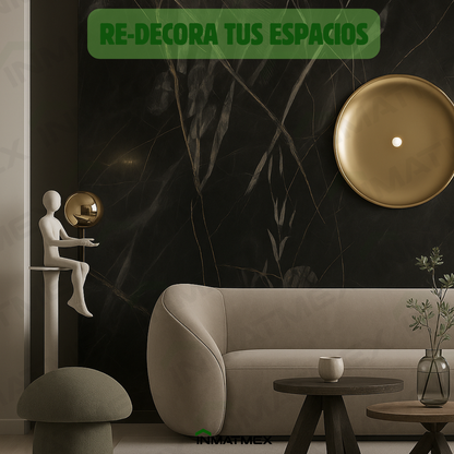 Lamina tipo Mármol Negra 122 CM X 244 CM