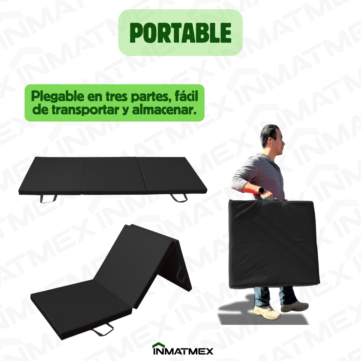 Colchoneta Negro Individual Triple de 10 CM Tipo Maletín.
