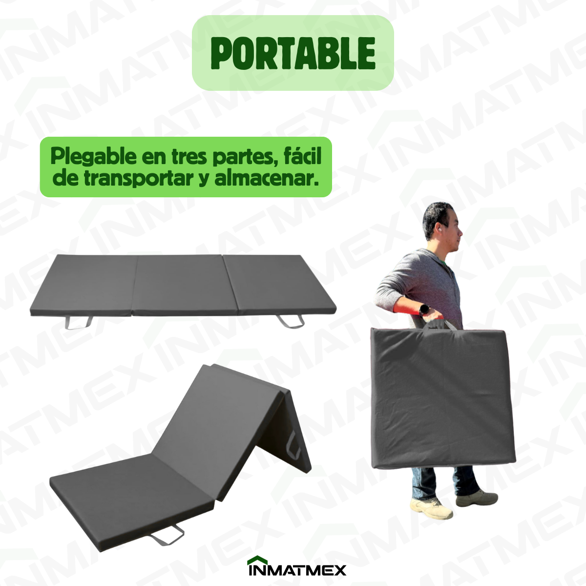 Colchoneta Gris Individual Triple de 10 CM Tipo Maletín.