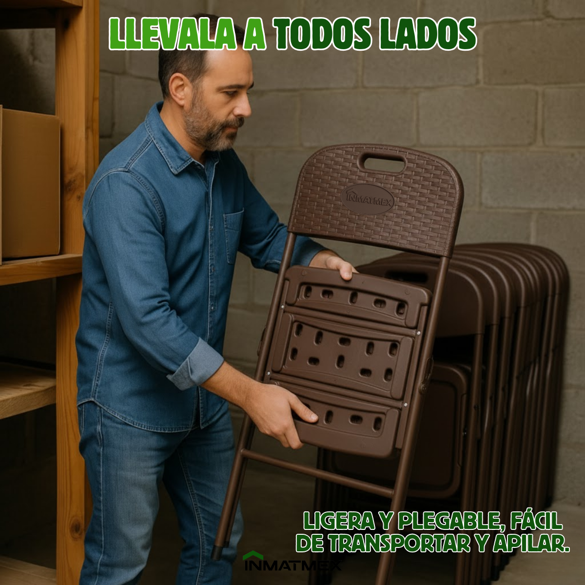 Silla Plegable Cafe Tipo Ratan