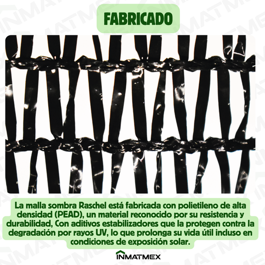 Rollo Malla Sombra Raschel 50% Sombra 4 M X 100 M NEGRO