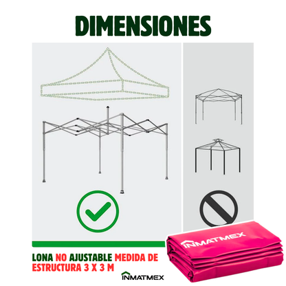 Repuesto de Toldo Para Carpa 3 X 3 M Rosa