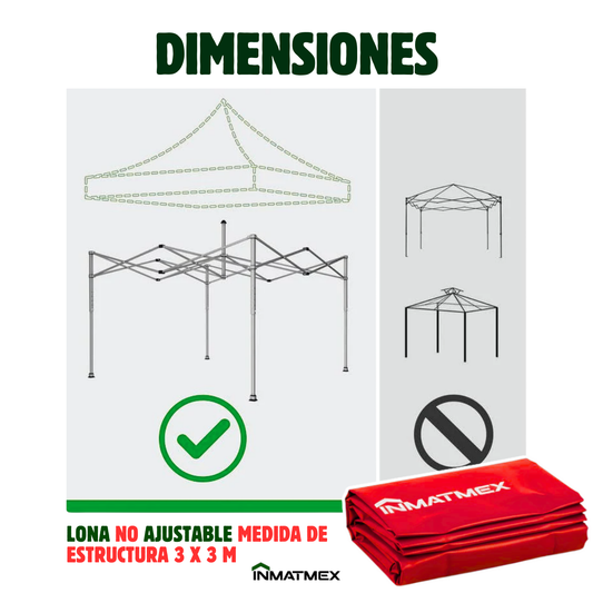 Repuesto de Toldo Para Carpa 3 X 3 M Rojo