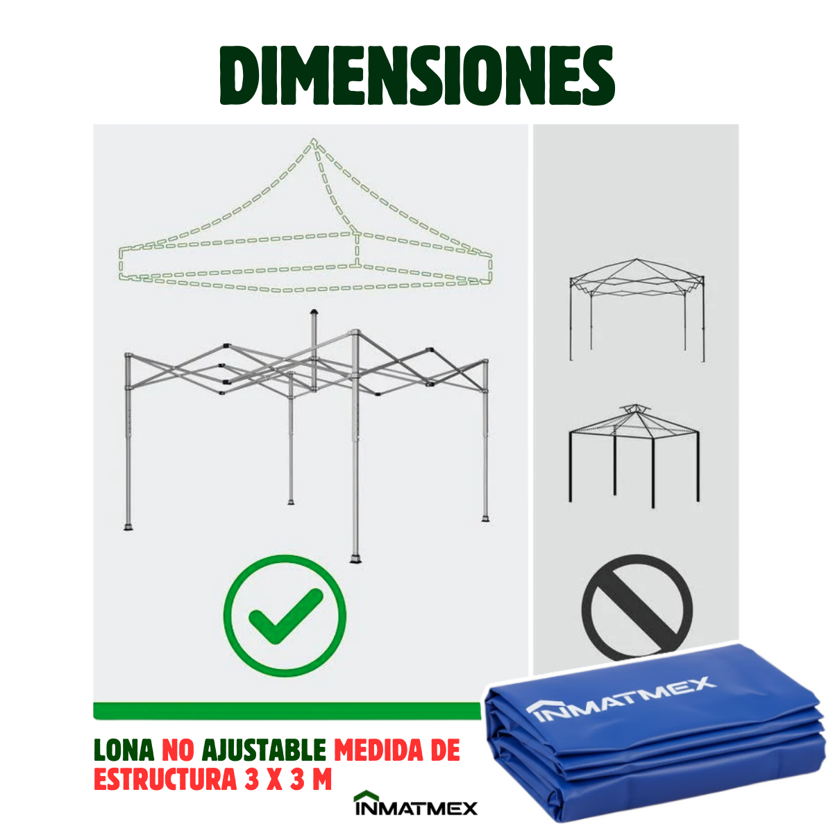 Repuesto de Toldo Para Carpa 3 X 3 M Azul
