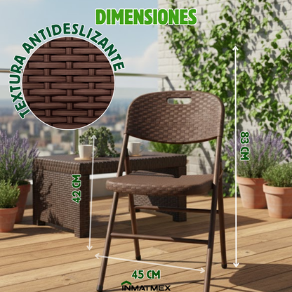 Silla Plegable Cafe Tipo Ratan