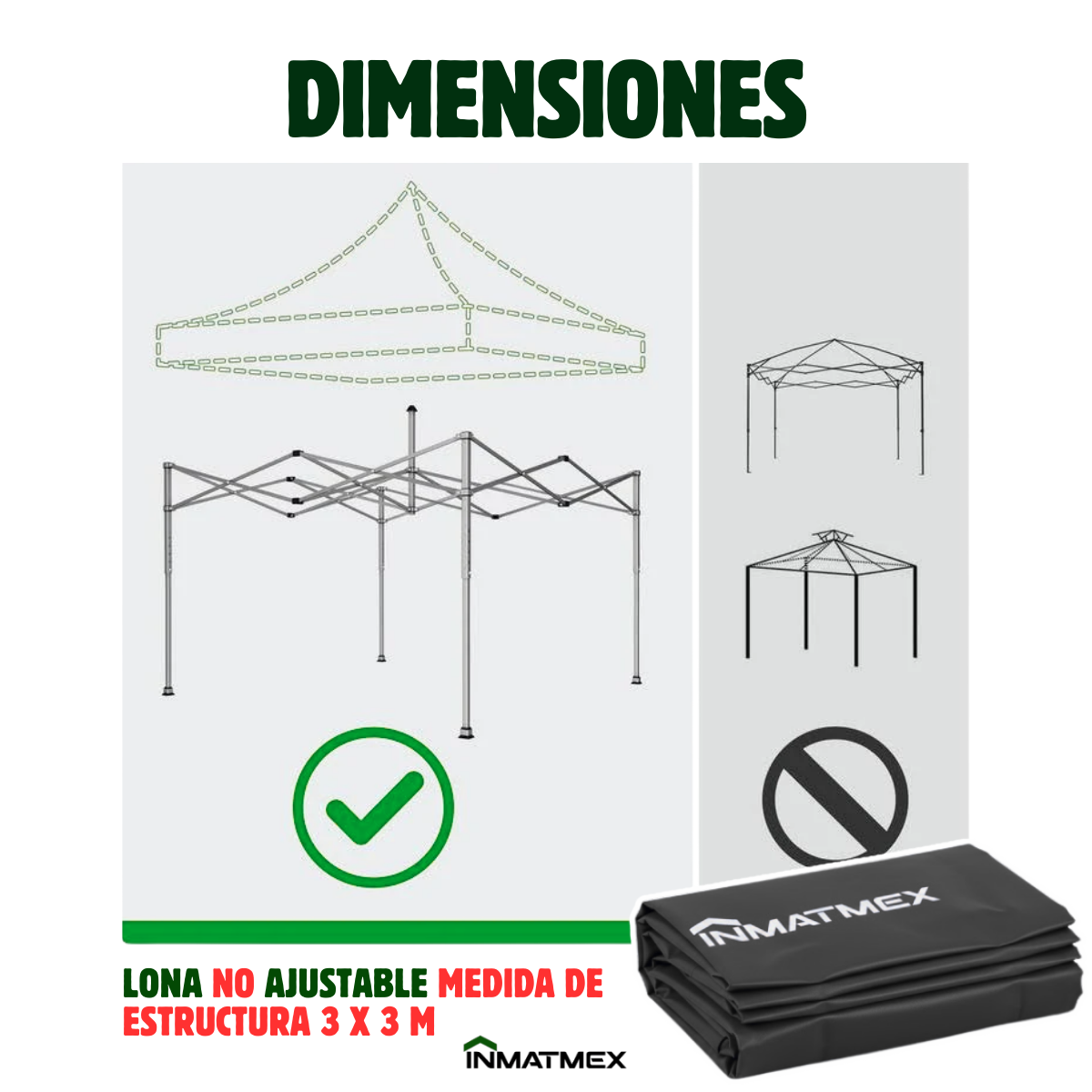 Repuesto de Toldo Para Carpa 3 X 3 M Negro