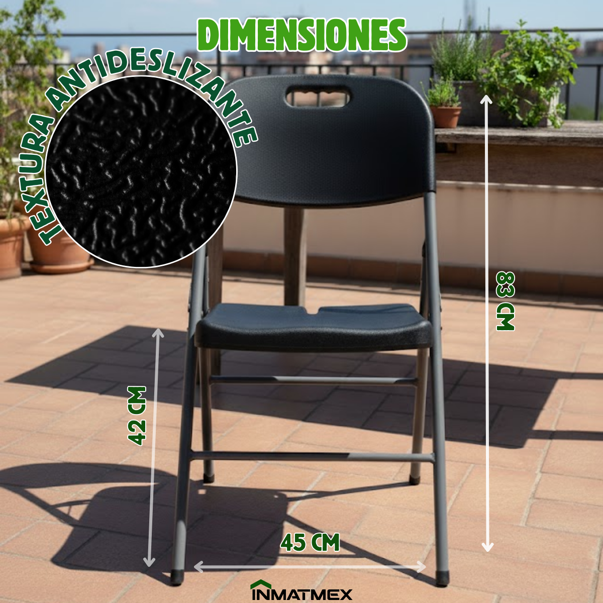 Silla Plegable Negra Inmatmex