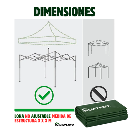 Repuesto de Toldo Para Carpa 3 X 3 M Verde